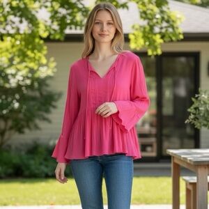 🌸Pink Peasant Blouse - Size Small